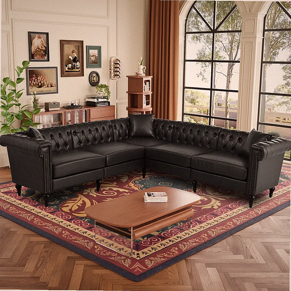 Sectional Sofa Couch for Living Room, L Shaped Reversible Modern Chesterfield