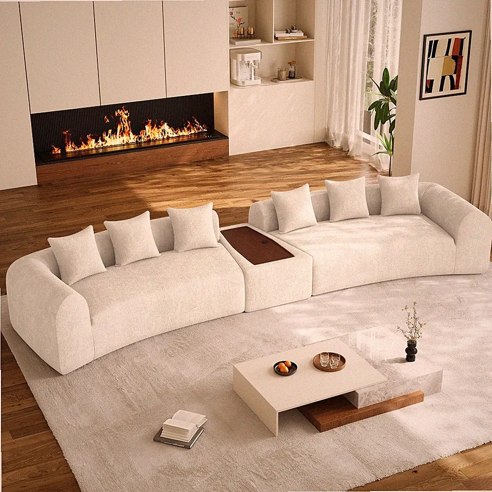 Sectional Sofa Couch Modular Deep Seat Cloud Couch w/USB Charging Coffee Table