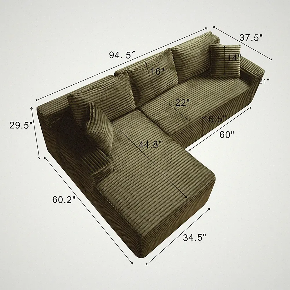 Sectional Sofa Couch with Left Chaise,3 Seater Sofa Modular Boneless Sofa Lounge