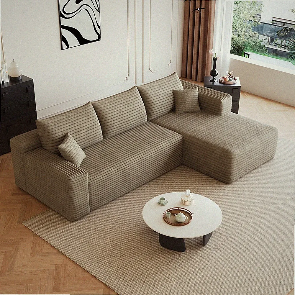 Sectional Sofa Couch with Right Chaise,3 Seater Deep Seat Modular Boneless Sofa