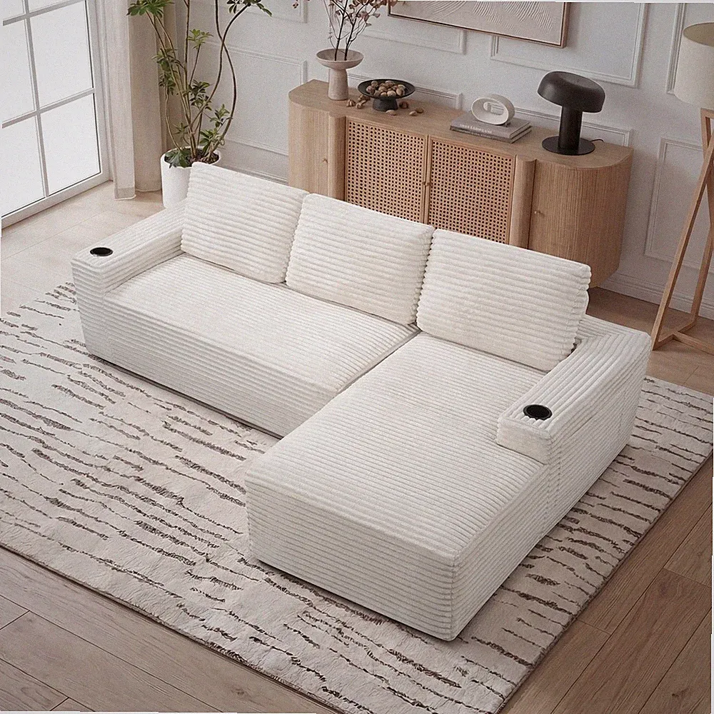 Sectional Sofa Couch with Right Chaise, L-Shaped 4 Seater Modular Boneless Sofa