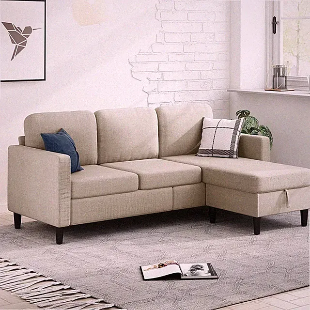 Sectional Sofa Couch with Storage Ottoman,3 Seater L Shaped Sofa for Living Room