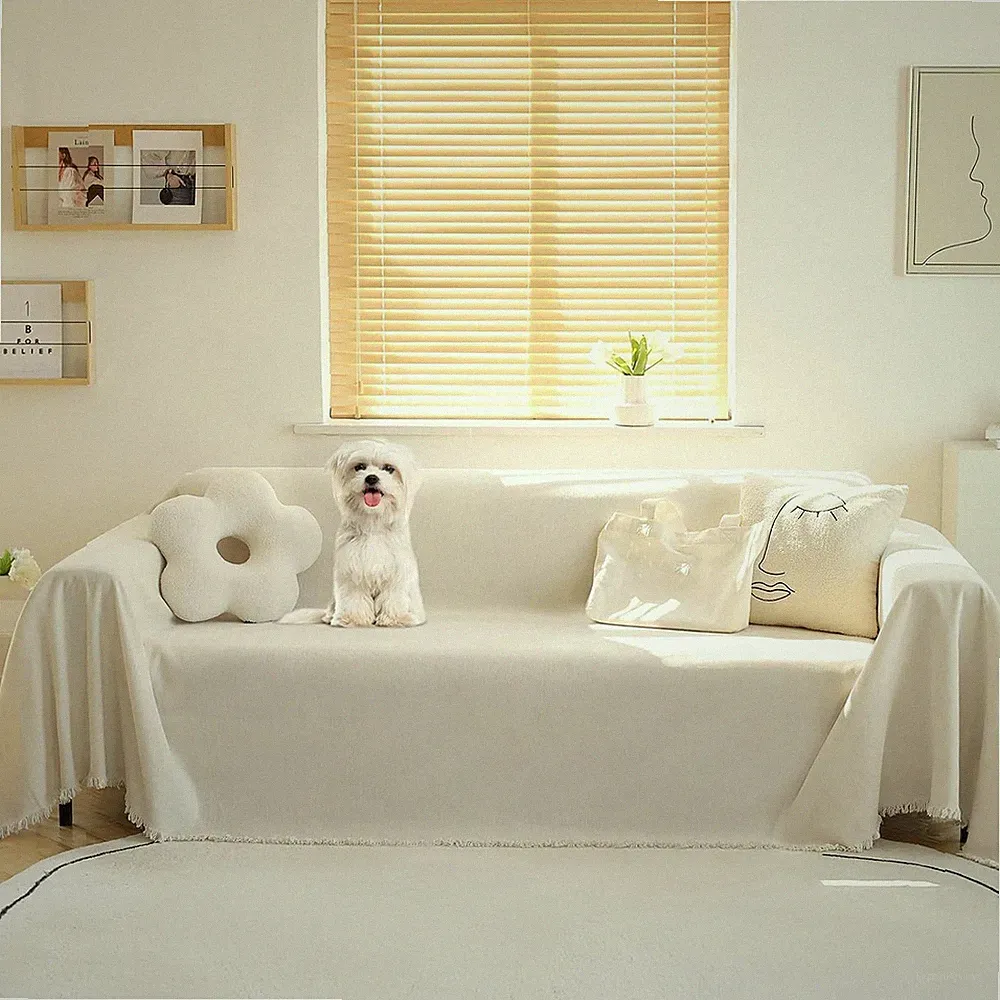 Sectional Sofa Cover, Washable, Pets, Non Slip, Beige