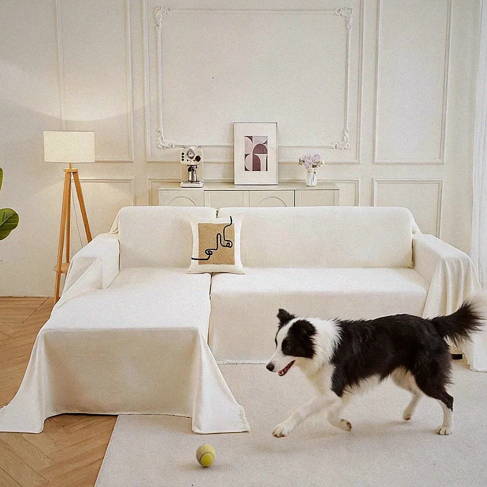 Sectional Sofa Covers L Shape Non Slip Cream Sofa Protector 71x102 71x118