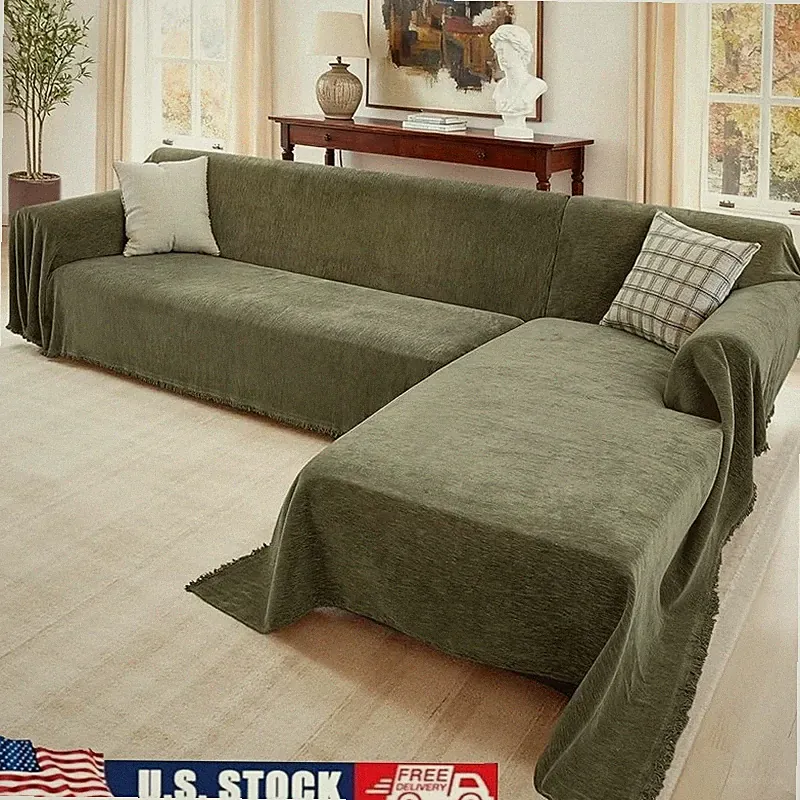 Sectional Sofa Covers Thick Chenille Pet Friendly Washable Couch Protector New