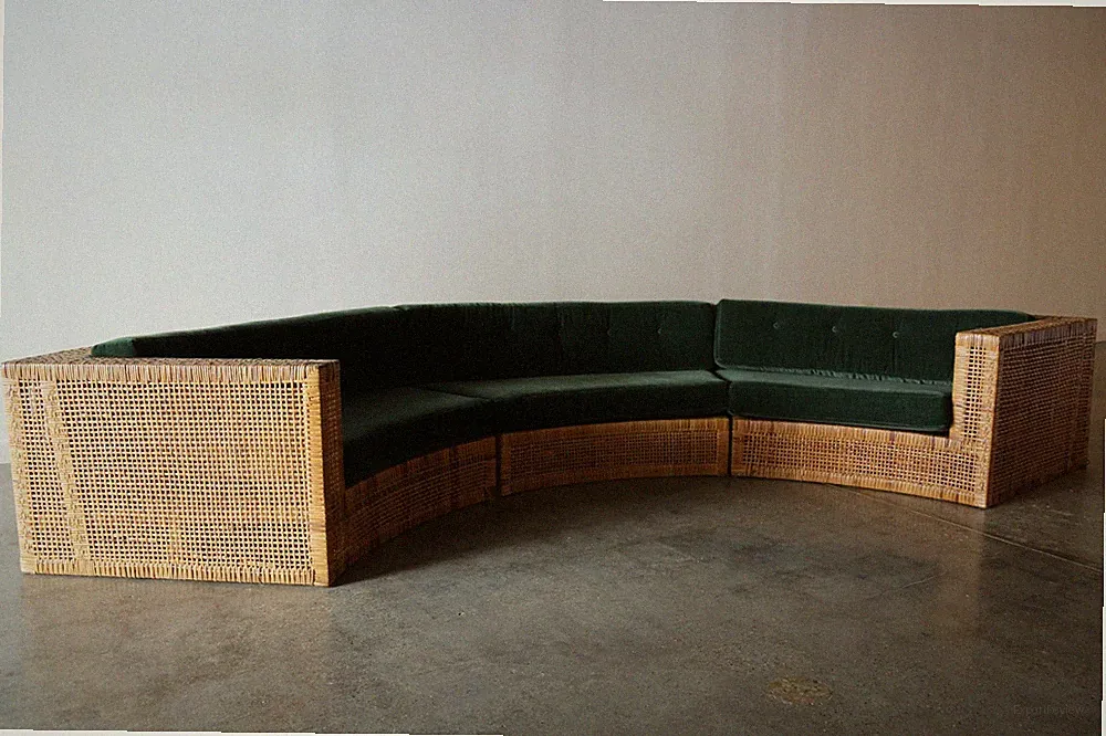 Sectional Sofa Danny Ho Fong for Tropi-cal, Wicker and Mohair Modern