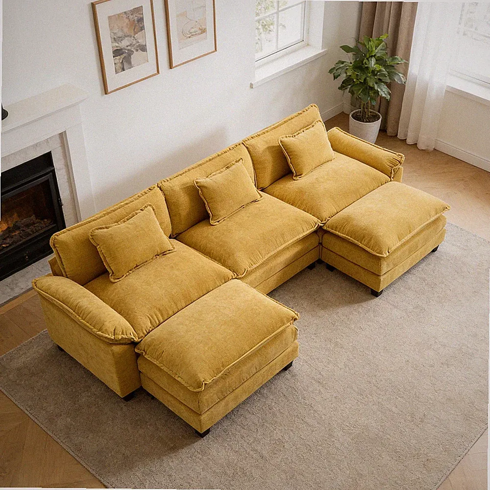 Sectional Sofa for Living Room U-Shaped Sofa Couch 3 Seat Sofa Set with 2 Chaise