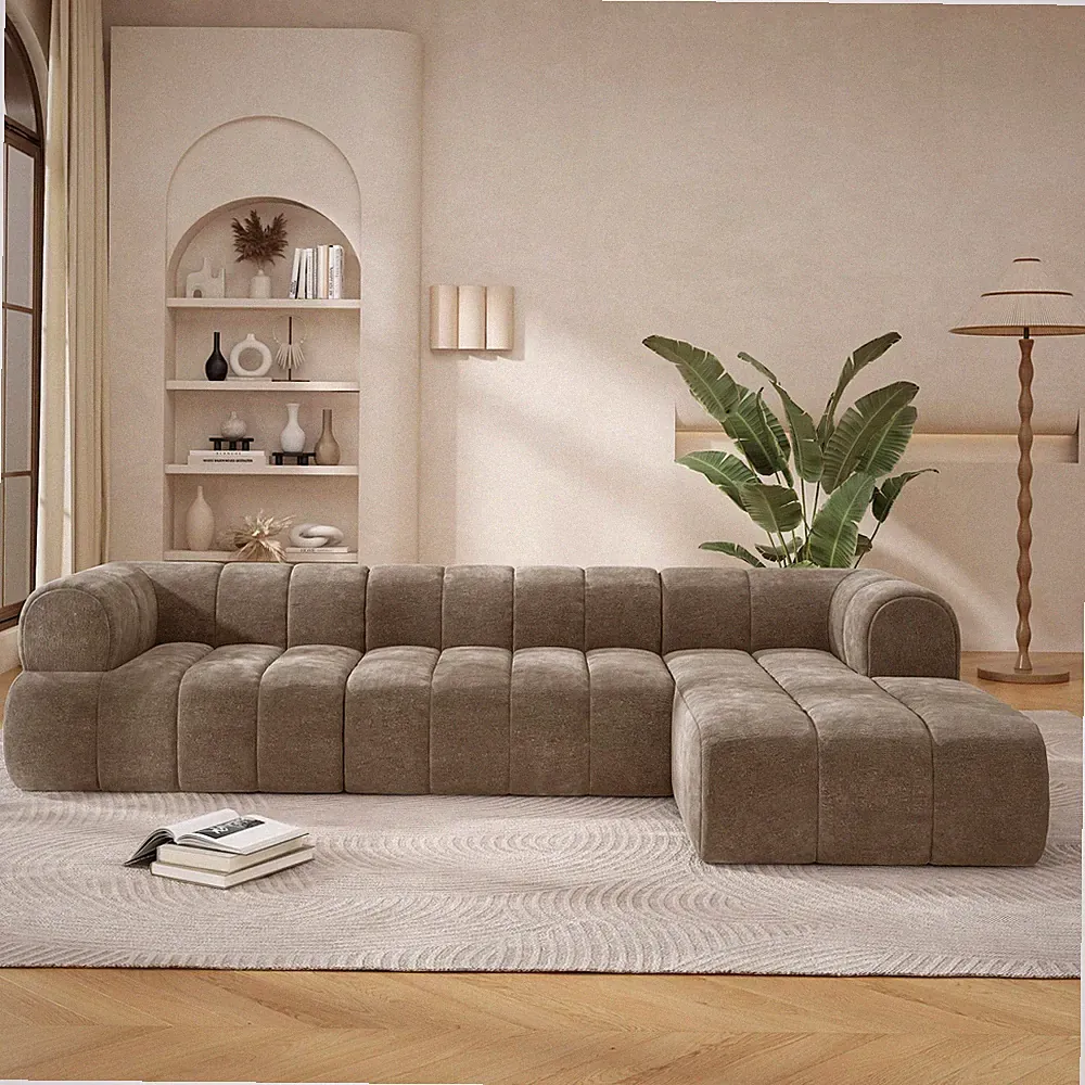 Sectional Sofa L-Shape High-Density Foam Espresso 4 Seat 122 In