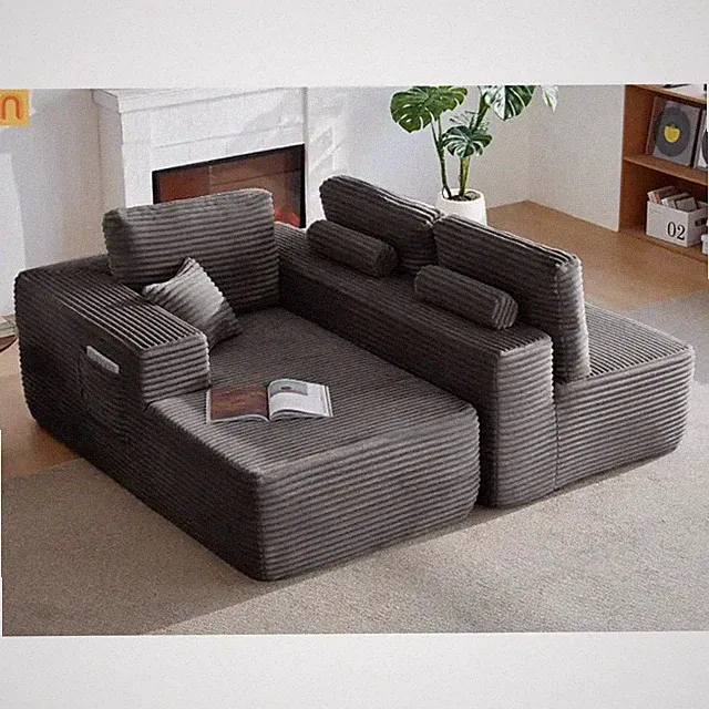Sectional Sofa L-Shape Left Facing Fabric Gray 3-Seat 104in