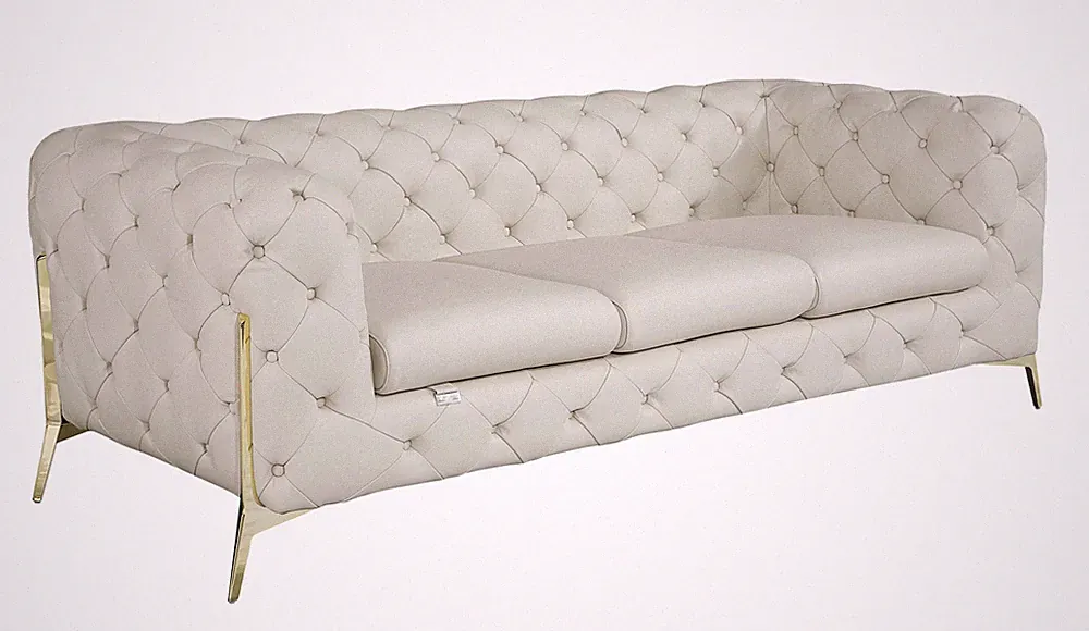 Sectional Sofa Leather 3-layer high-density foam cushioning Grain, Beige