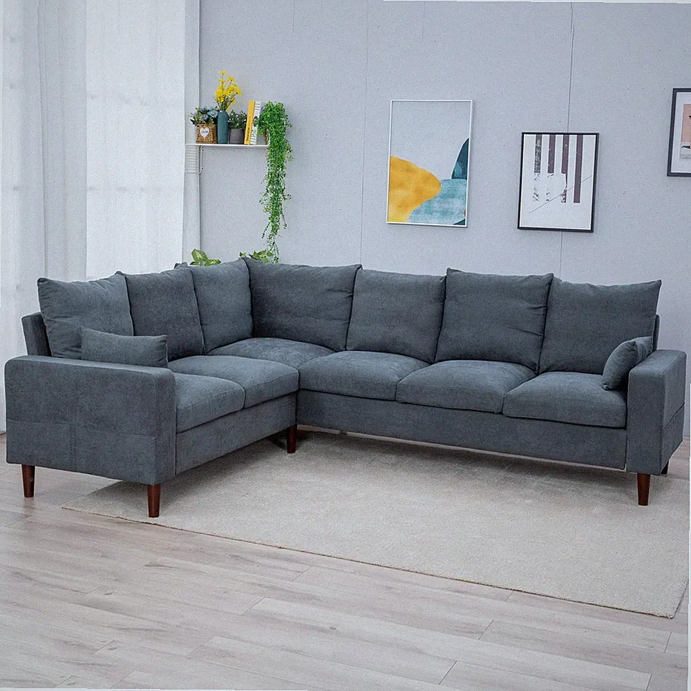 Sectional Sofa Living Room Furniture Set L Shape Couch Linen Fabric for Home Roo