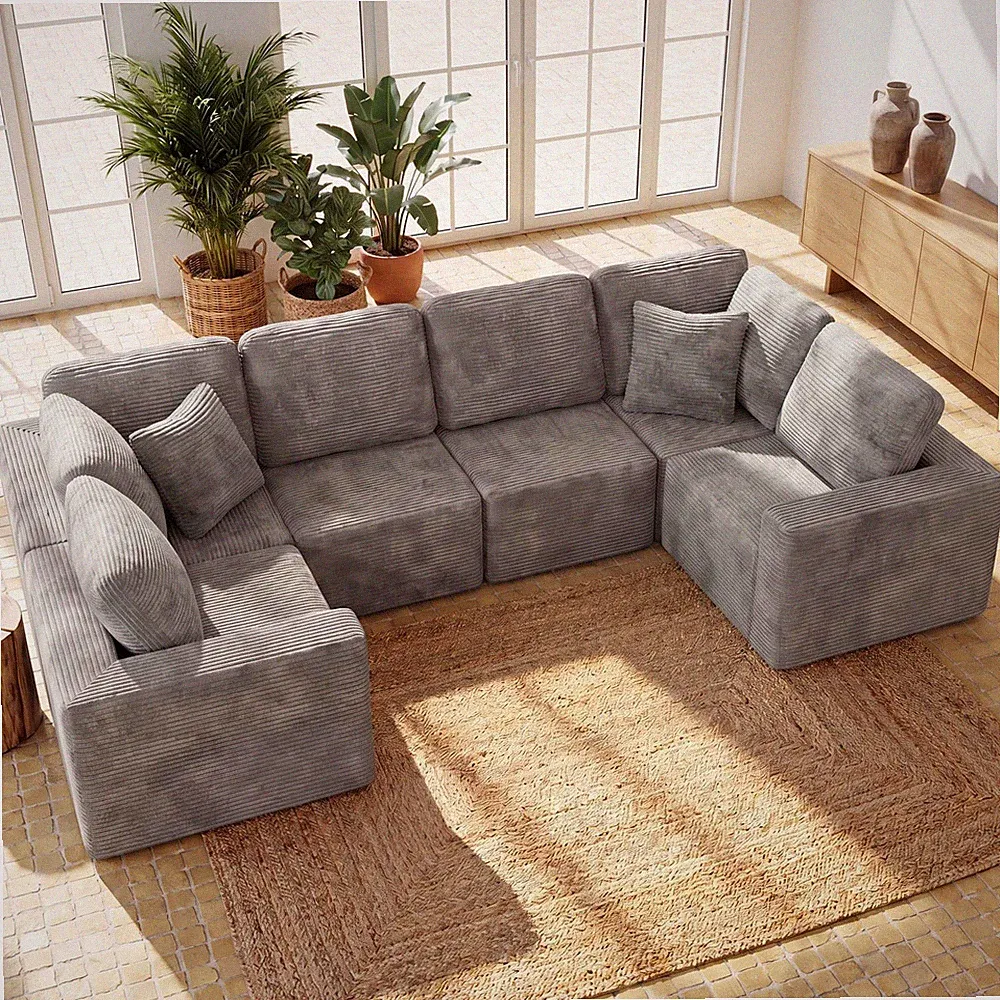 Sectional Sofa Modern Boneless Cloud Deep for Seat Grey Oversized No Assembly
