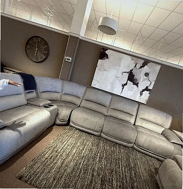 sectional sofa modern gray fabric cup holder high back
