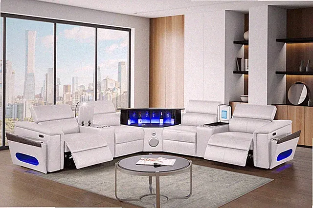 Sectional Sofa Nova Modern Style with Consoles Reading Light Fridge Wedge