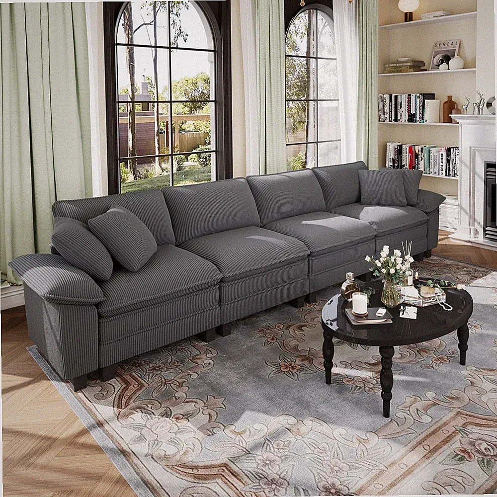 Sectional Sofa Set Corduroy Cloud Couch Living Room Convertible Indoor Modular