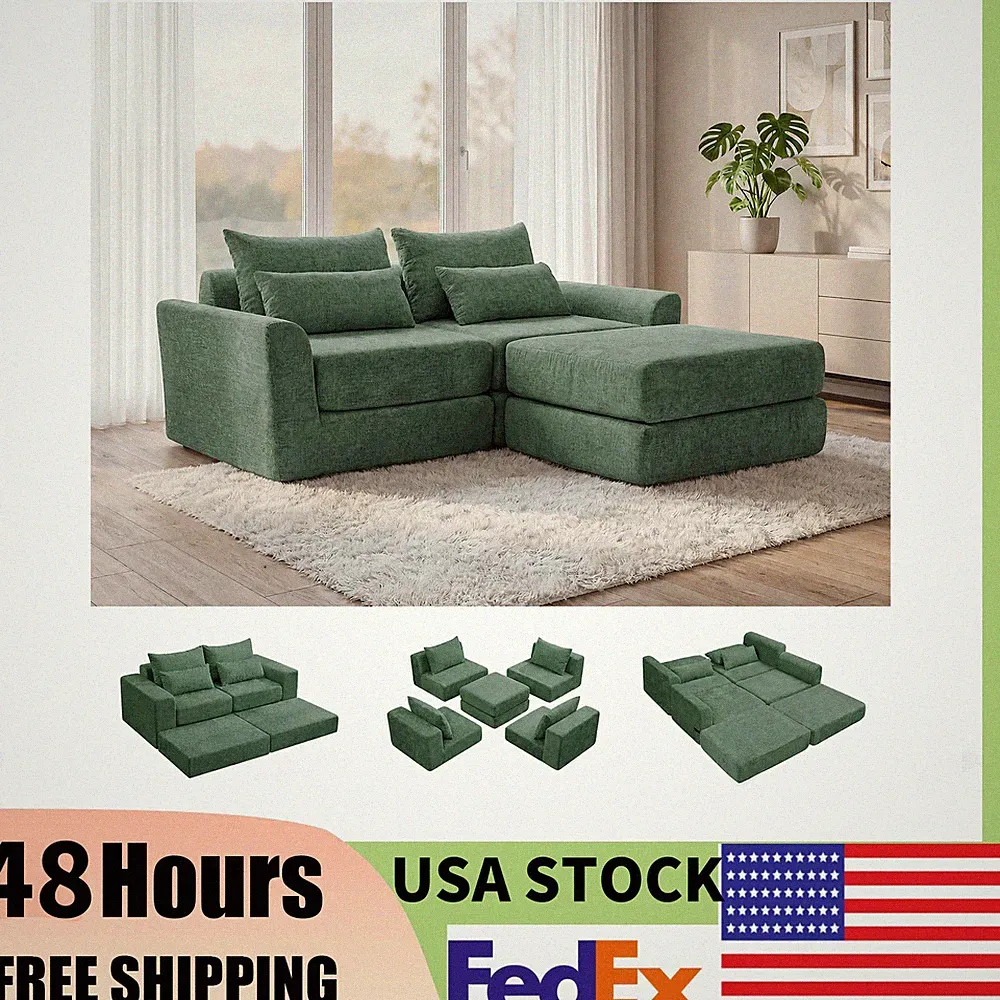 Sectional Sofa Set Flexible Cloud Couch Living Room Convertible Indoor Modular