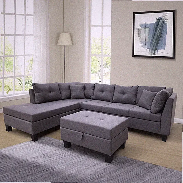 Sectional Sofa Set for Living Room with Left Hand Chaise Lounge and Storage Otto