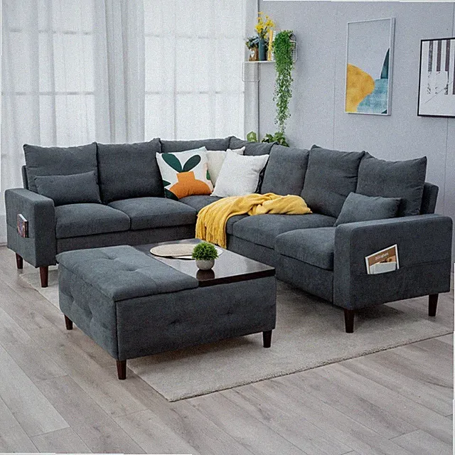 Sectional Sofa Set L-Shaped Couch Living Room Convertible Indoor Modular