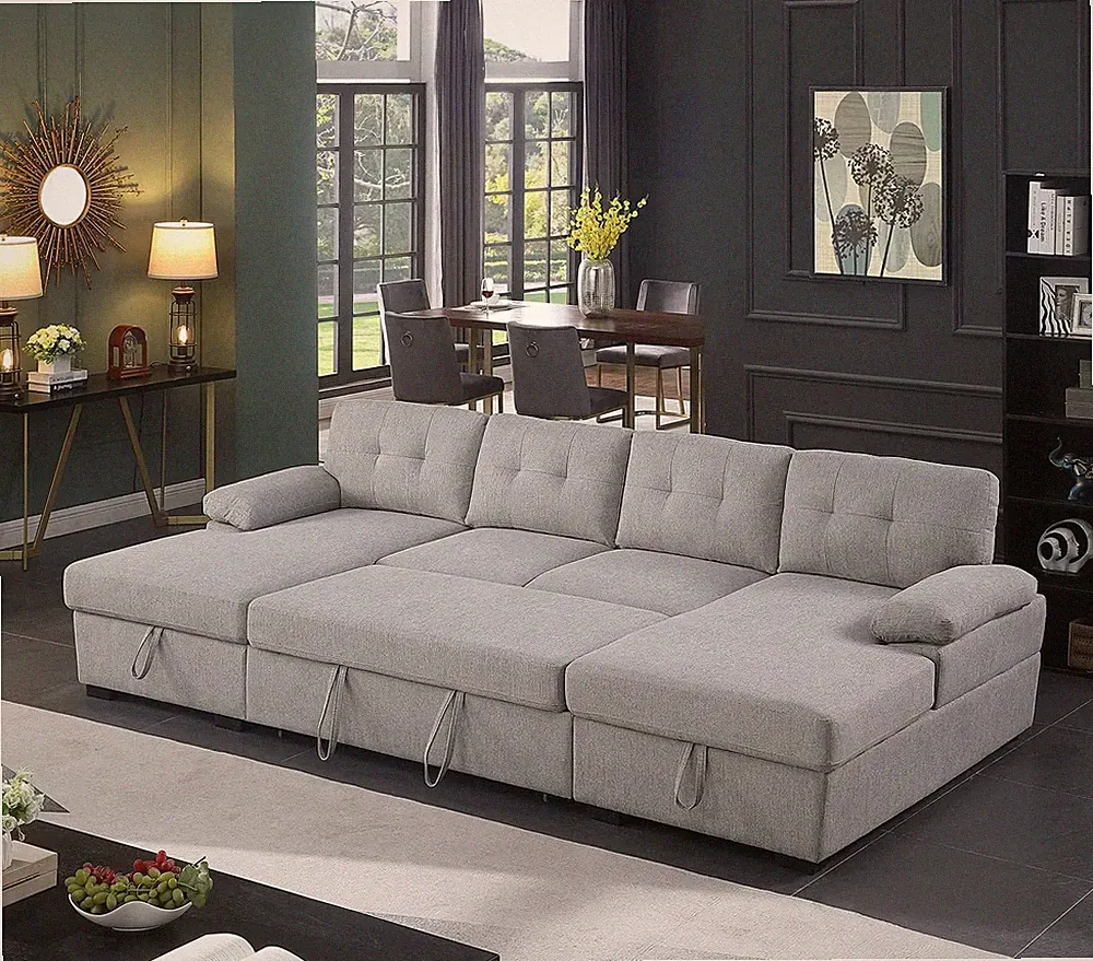 Sectional Sofa Sleeper Couch Bed Pull Out Sleeper Sofa Bed & Storage Chaise Loun