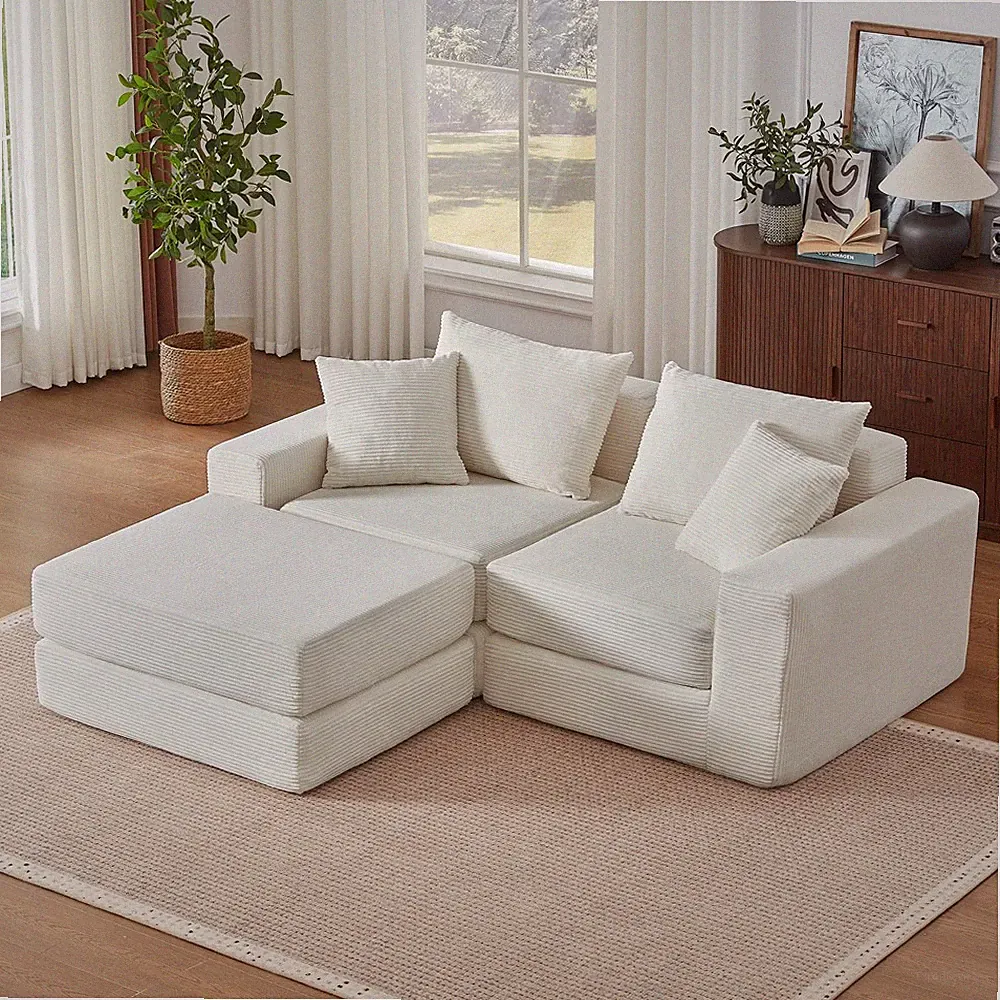Sectional Sofa Sleeper Sofa Modular Boneless Couch Loveaeat with L-Shape Chaise