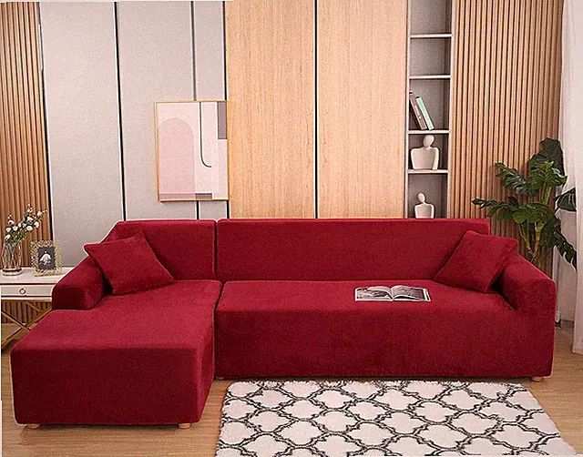 Sectional Sofa Slipcovers L Shape Couch Cover 3 + 3 Seaters Sofa Plush Slipcover