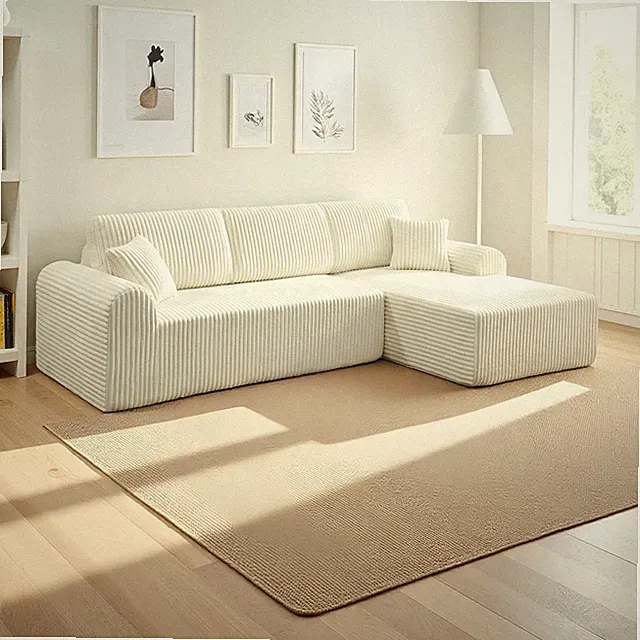 Sectional Sofa w/L-Shaped Chaise, 3 Seater Sofa Boneless Deep Seat Corner Couch