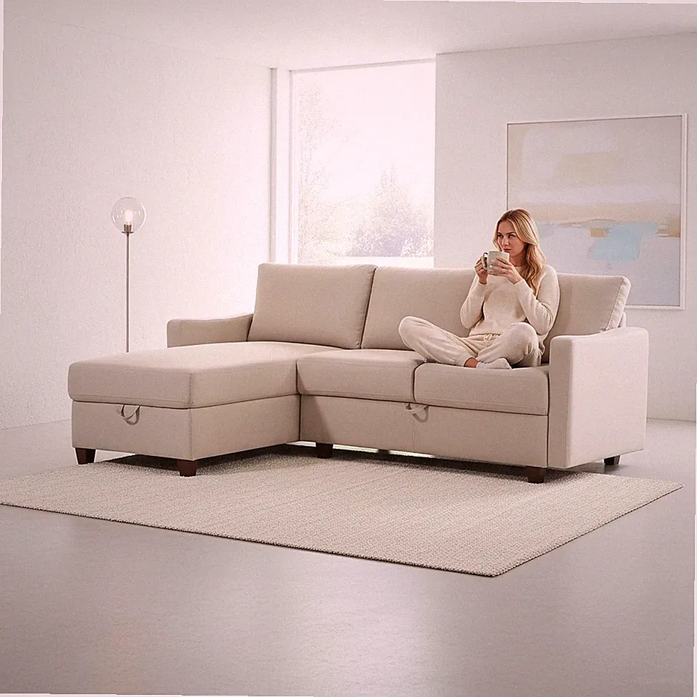 Sectional Sofa with Storage – Modern Upholstered Living Room Couch, Reversible C