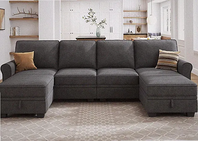 Sectional Sofa with Storage Seat U Shaped Couch with Reversible Chaise Convertib