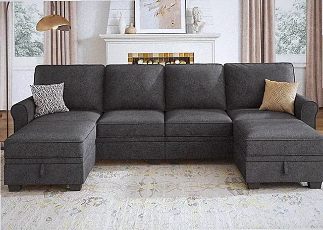Sectional Sofa with Storage Seat U Shaped Sectional Couch with Reversible Chaise