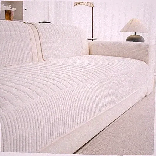Sectional Velvet Couch Covers, Sofa Covers Washable 1PC/35.4"x63" Beige White
