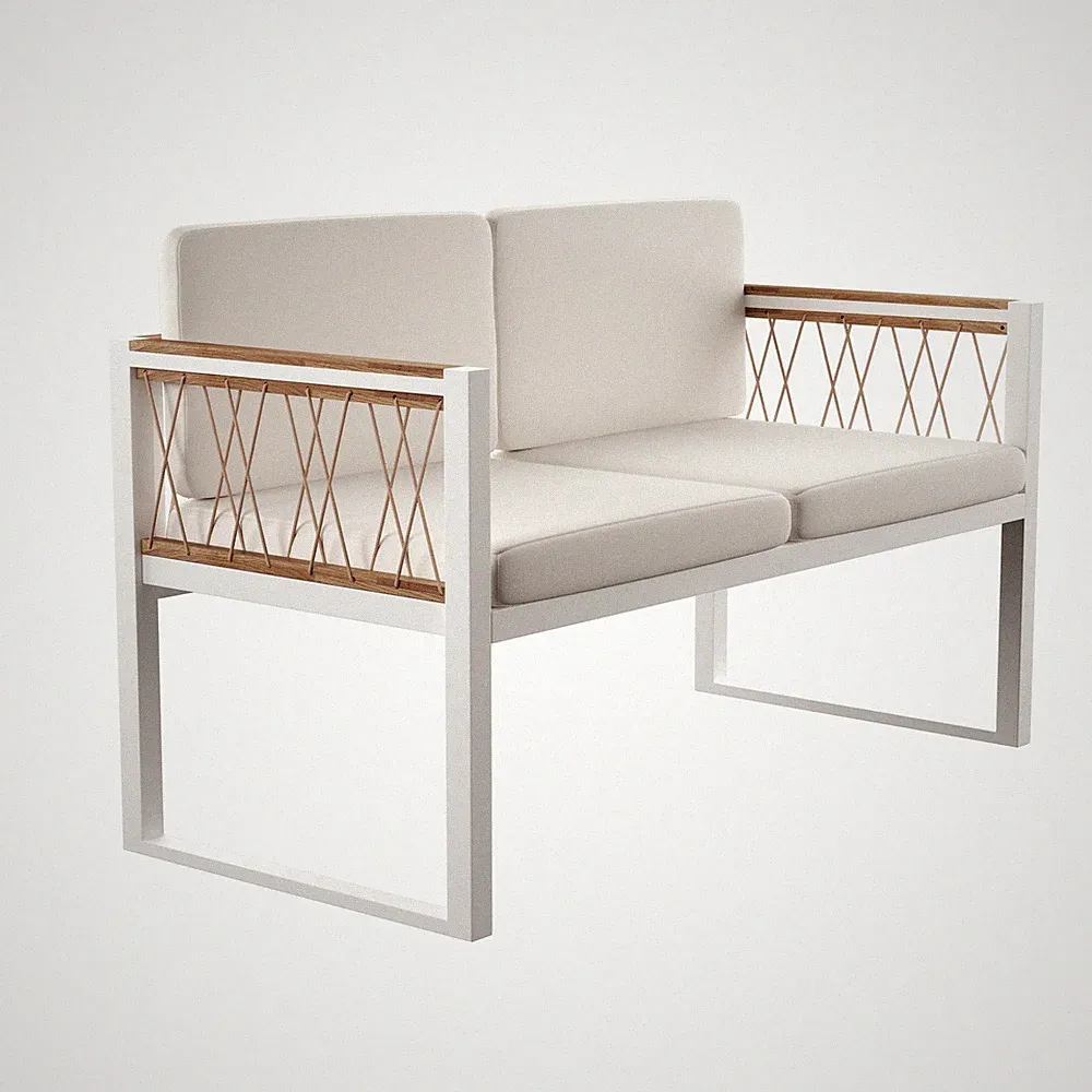 SEI Furniture Wallmond Cushioned Outdoor Loveseat Settee in Natural/White