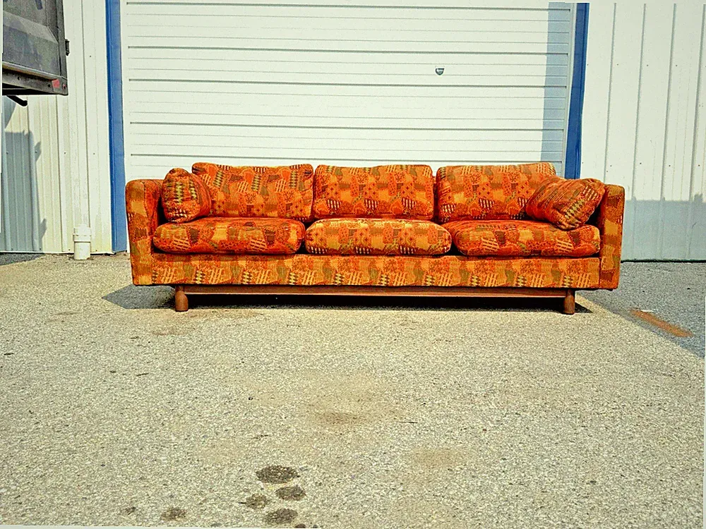 Selig of Monroe Mid-Century Modern Geometric Pattern Pit Sofa