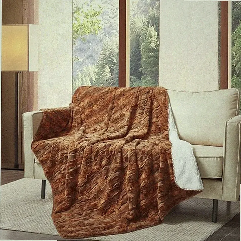 SEQUOIA BARK Super Soft Sherpa Luxury Throw Light Weight Couch Blanket 50" x 70"
