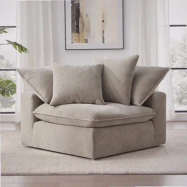 Sereen Fabric Corner Chair with 2 Pillows, Taupe NEW
