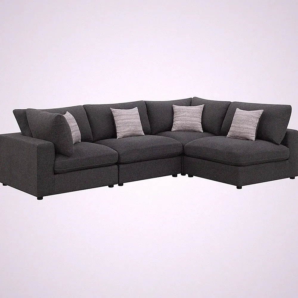 Serene 4-piece Upholstered Modular Sectional Sofa Charcoal