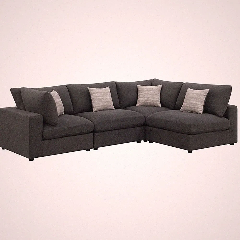 Serene 4-piece Upholstered Modular Sectional Sofa Charcoal
