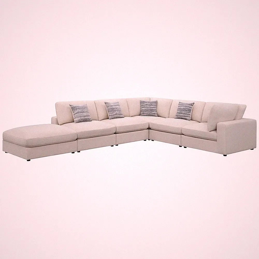 Serene 6-piece Upholstered Modular Sectional Sofa Beige