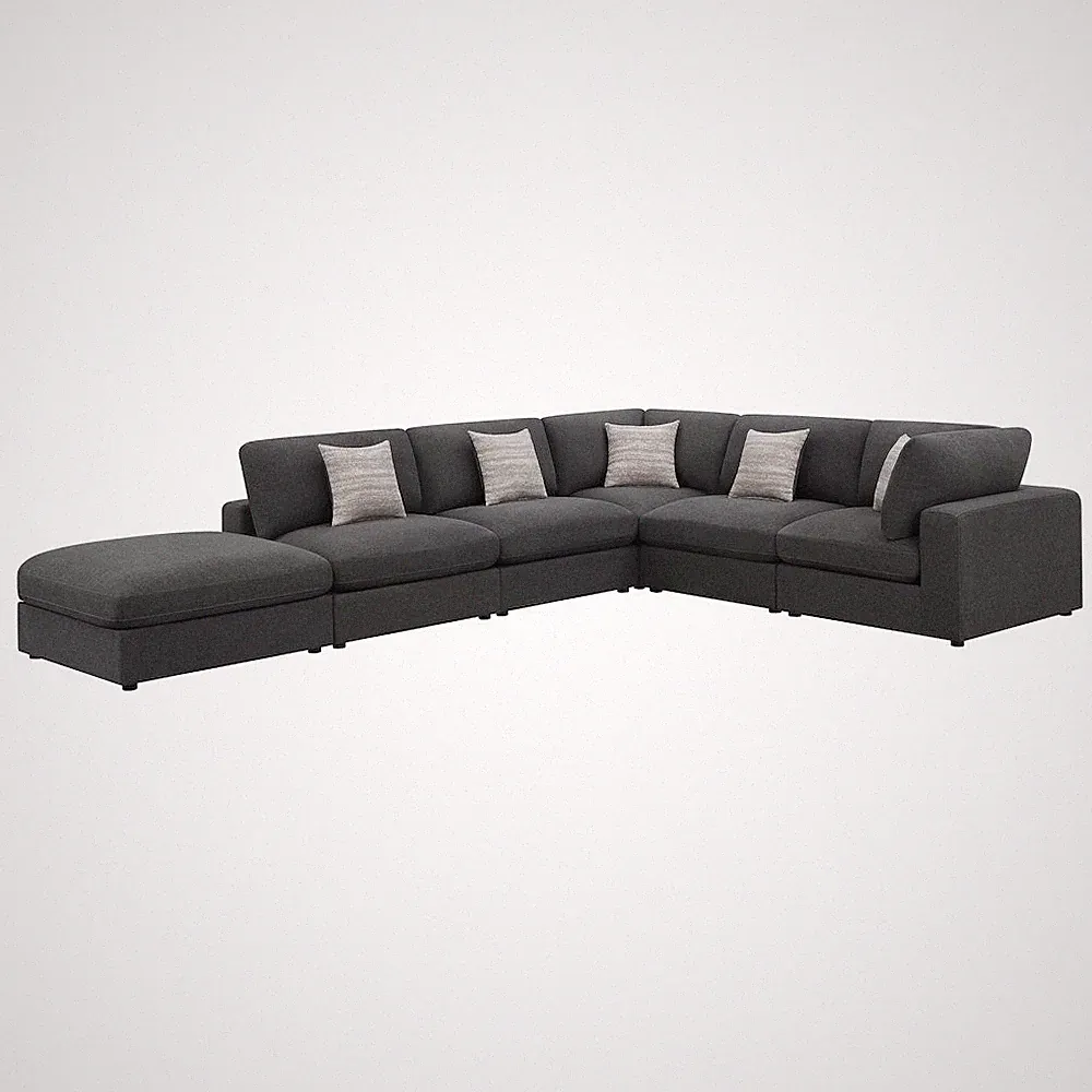 Serene 6-piece Upholstered Modular Sectional Sofa Charcoal