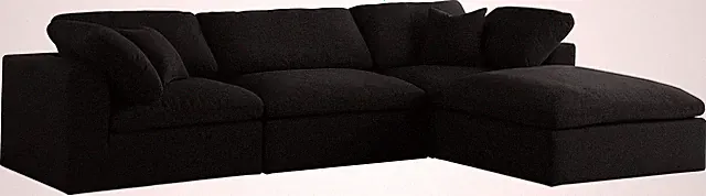 Serene Collection Black Modular Sectional Sofa with Down Cushions, 119" W