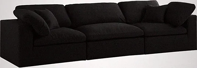 Serene Collection Modern Deluxe Comfort Black Modular Sofa 119" W Soft Linen