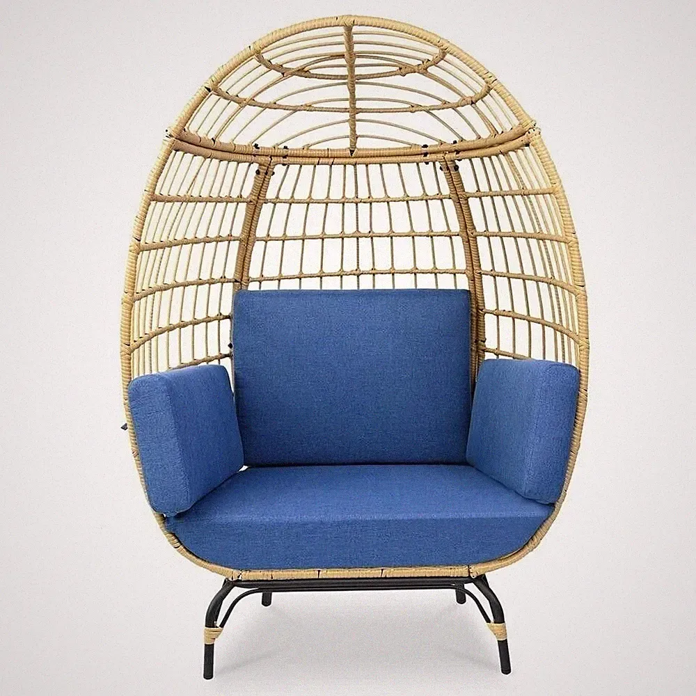 SereneLife Wicker Rattan Sofa Chair-Indoor/Outdoor Egg Chair, 4 Cushions & Frame