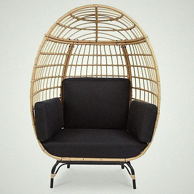 SereneLife Wicker Rattan Sofa Chair-Indoor/Outdoor Egg Chair for Patio Backyard