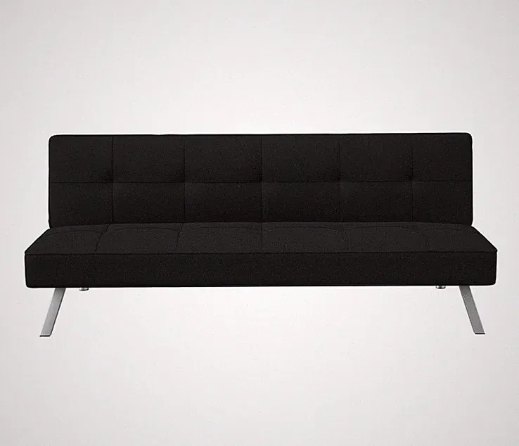 Serta Black Modern Futon, Sofa Bed, Three Ways