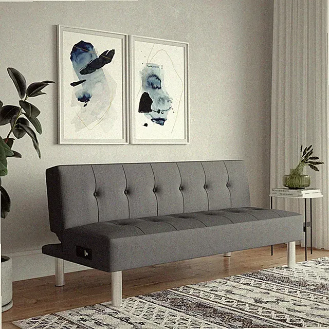 Serta Canon Futon with Power, Charcoal Gray Fabric