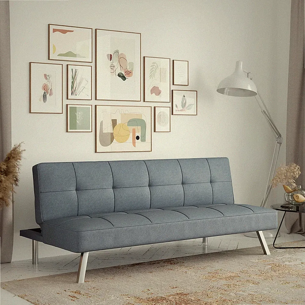 Serta Chelsea Modern Futon, Light Gray Fabric, Home or Office, comfortable, Soft