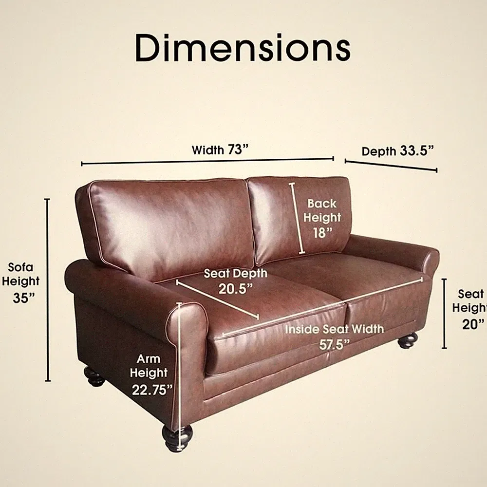 Serta Copenhagen 73" Rolled Arm Sofa with Removable Covers Chestnut Brown