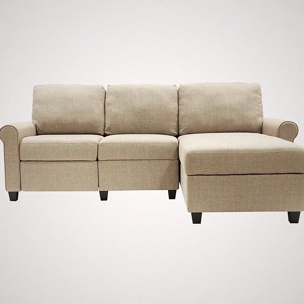 Serta Copenhagen Reclining Sectional Sofa with Right Storage Chaise Beige