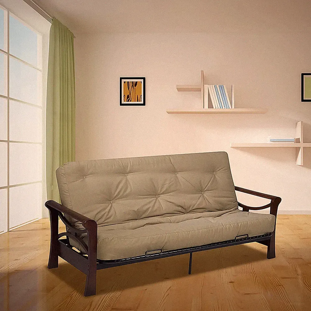 Serta Cypress 8" Queen Futon Mattress Double Sided Innerspring Khaki