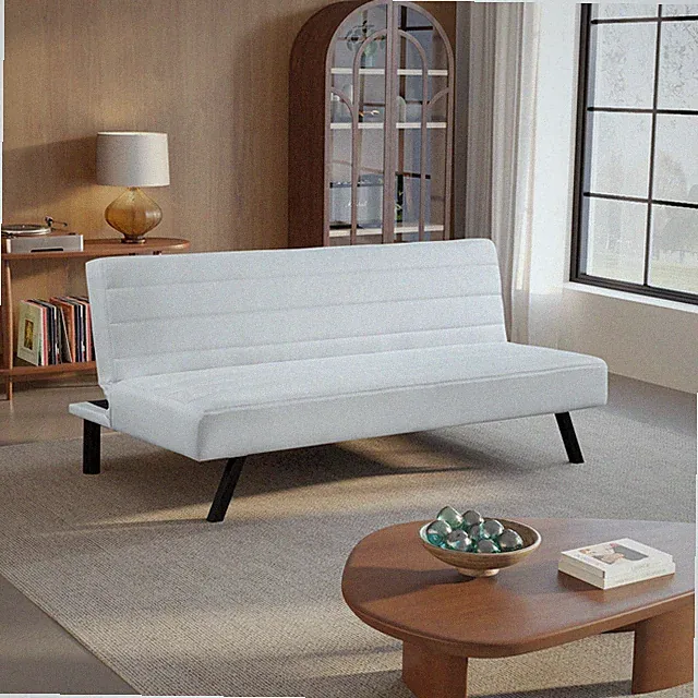 Serta Dawson Convertible Sofa in Ivory Fabric Upholstery
