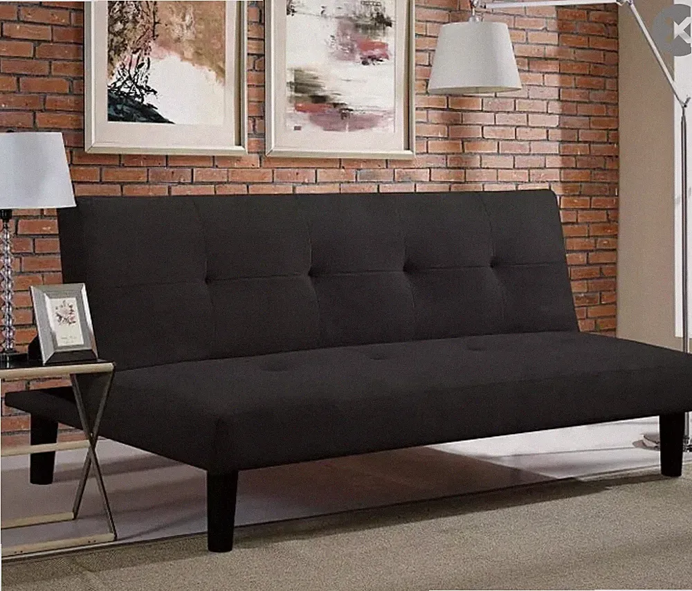 SERTA Easton Convertible Sofa Lounger & Sleep Bed Black Fabric High-Density Foam